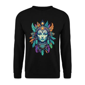 amérindien Mardi Gras Mandala - Sweat-shirt Unisexe - noir - Devant - Alina (178cm) & Michal (187cm)