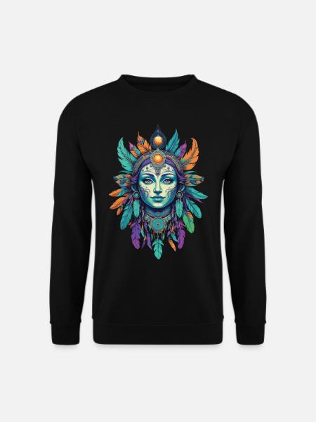 Spirit Indianer Mardi Gras Mandala - Unisex Pullover - Schwarz