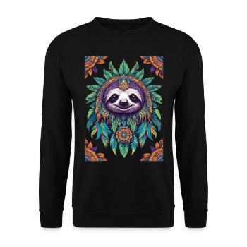 Spiritual Sloth Mandala Mardi Gras Festival - Unisex Sweatshirt - black - Front - Alina (178cm) & Michal (187cm)