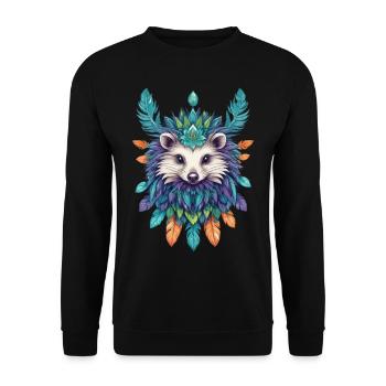 hérisson indien Mandala plumes esthétique - Sweat-shirt Unisexe - noir - Devant - Alina (178cm) & Michal (187cm)