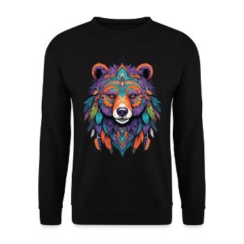 ours Mandala plumes Design ésotérique - Sweat-shirt Unisexe - noir - Devant - Alina (178cm) & Michal (187cm)
