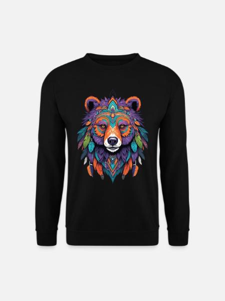 Spirit Bär Mandala Federn Esoterik Design - Unisex Pullover - Schwarz