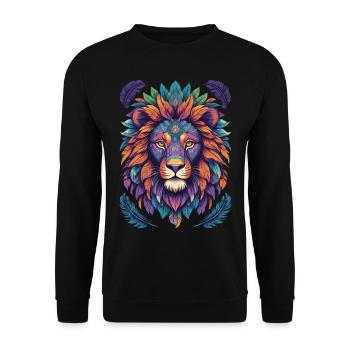 Lion Mandala Spirit Animal Yoga Meditation - Unisex Sweatshirt - black - Front - Alina (178cm) & Michal (187cm)