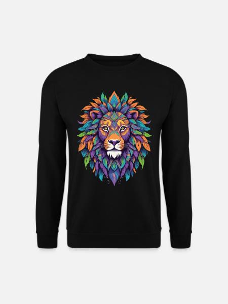 Spirituelles Löwe Mandala Krafttier Design - Unisex Pullover - Schwarz