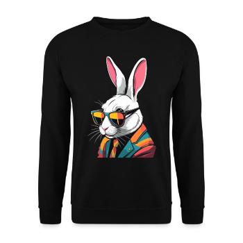 Iconic Dad Bunny Easter Bunny Streetwear Dad - Unisex Sweatshirt - black - Front - Alina (178cm) & Michal (187cm)