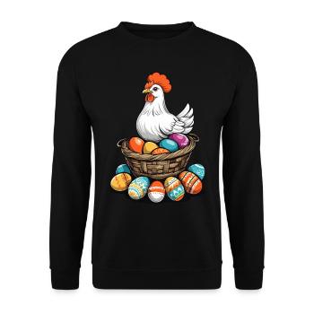 Easter Chicken Colorful Cute Funny Easter Eggs Nest - Unisex Sweatshirt - black - Front - Alina (178cm) & Michal (187cm)