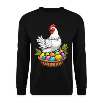 Easter Chicken Colorful Cute Funny Easter Eggs Nest - Unisex Sweatshirt - black - Front - Alina (178cm) & Michal (187cm)