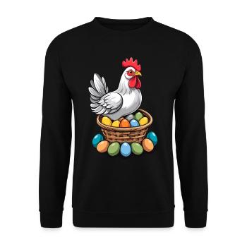 Easter Chicken Colorful Cute Funny Easter Eggs Nest - Unisex Sweatshirt - black - Front - Alina (178cm) & Michal (187cm)