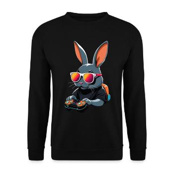 Easter Bunny Gamer & Gaming Streetwear Iconic - Unisex Sweatshirt - black - Front - Alina (178cm) & Michal (187cm)