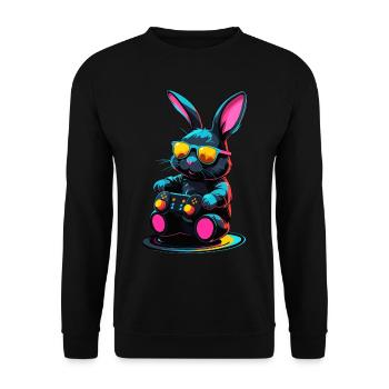 Easter Bunny Gamer Iconic Easter Gaming - Unisex Sweatshirt - black - Front - Alina (178cm) & Michal (187cm)
