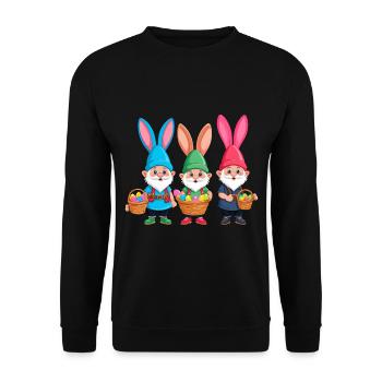Ostern Nordische Wichtel Gnom Osterhase Lustiges - Unisex Pullover - Schwarz - Vorne - Alina (178cm) & Michal (187cm)