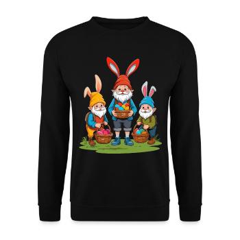 Pâques nordique Gnome lapin de Pâques mignon - Sweat-shirt Unisexe - noir - Devant - Alina (178cm) & Michal (187cm)