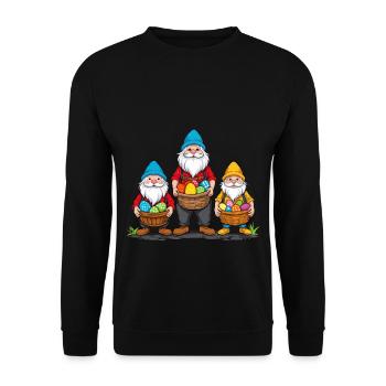 Easter Nordic Gnome Easter Bunny Funny - Unisex Sweatshirt - black - Front - Alina (178cm) & Michal (187cm)