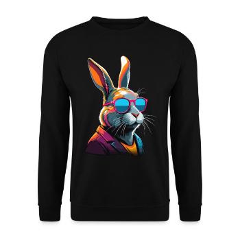 Emblématique Papa Lapin Lapin de Pâques Streetwear Papa - Sweat-shirt Unisexe - noir - Devant - Alina (178cm) & Michal (187cm)