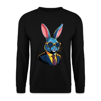 Iconic Dad Bunny Easter Bunny Streetwear Dad - Unisex Sweatshirt - black - Front - Alina (178cm) & Michal (187cm)