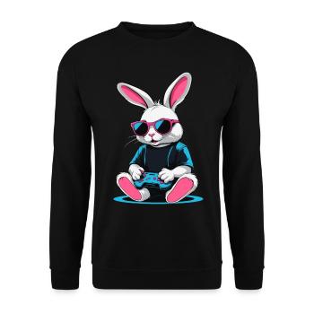 Osterhase Gamer Ikonisches Ostern Gaming - Unisex Pullover - Schwarz - Vorne - Alina (178cm) & Michal (187cm)
