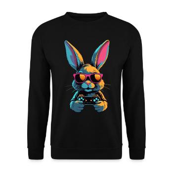 Lapin de Pâques Gamer & Gaming Streetwear Iconique - Sweat-shirt Unisexe - noir - Devant - Alina (178cm) & Michal (187cm)
