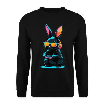 Lapin de Pâques Gamer & Gaming Streetwear Iconique - Sweat-shirt Unisexe - noir - Devant - Alina (178cm) & Michal (187cm)