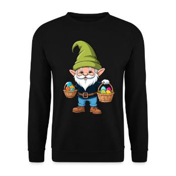 Ostern Nordische Wichtel Gnom Osterhase Lustiges - Unisex Pullover - Schwarz - Vorne - Alina (178cm) & Michal (187cm)