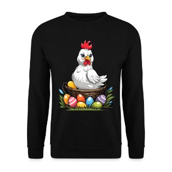 Colorful Chicken Cute Funny Easter Eggs Nest - Unisex Sweatshirt - black - Front - Alina (178cm) & Michal (187cm)