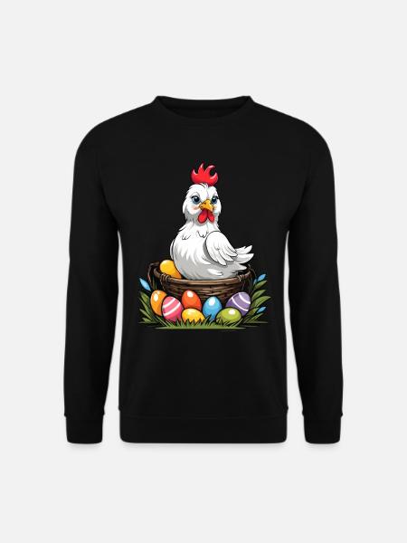 Buntes Huhn Süß Lustig Ostereier Nest - Unisex Pullover - Schwarz