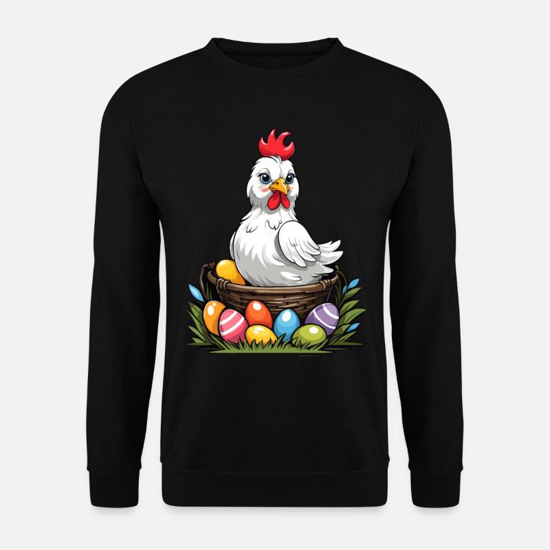 Buntes Huhn Süß Lustig Ostereier Nest - Unisex Pullover - Schwarz
