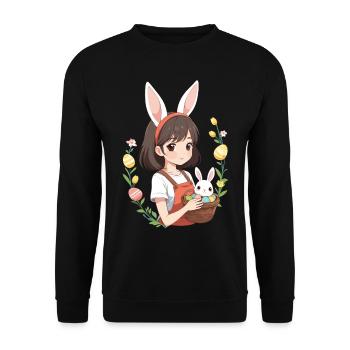 Anime Easter Kawaii Easter Bunny Manga Girl Otaku - Unisex Sweatshirt - black - Front - Alina (178cm) & Michal (187cm)
