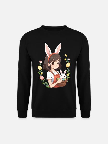 Anime Easter Kawaii Easter Bunny Manga Girl Otaku - Unisex Sweatshirt - black