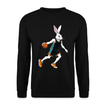 Basketballspieler Osterhase Lustig Streetwear - Unisex Pullover - Schwarz - Vorne - Alina (178cm) & Michal (187cm)