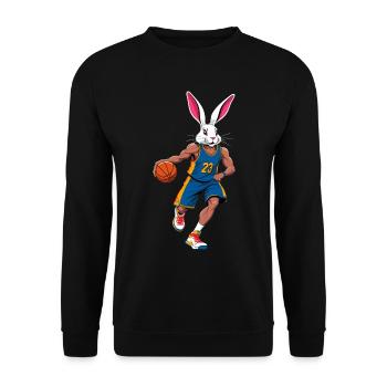 Basketballspieler Osterhase Hasen Lustig - Unisex Pullover - Schwarz - Vorne - Alina (178cm) & Michal (187cm)