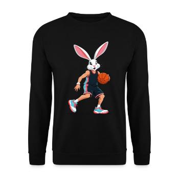 Basketballspieler Osterhase Lustig Streetwear - Unisex Pullover - Schwarz - Vorne - Alina (178cm) & Michal (187cm)