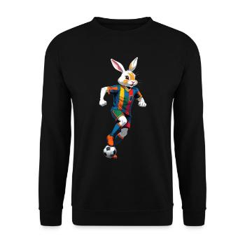 Joueur de football lapin de Pâques et conception de football de Pâques - Sweat-shirt Unisexe - noir - Devant - Alina (178cm) & Michal (187cm)