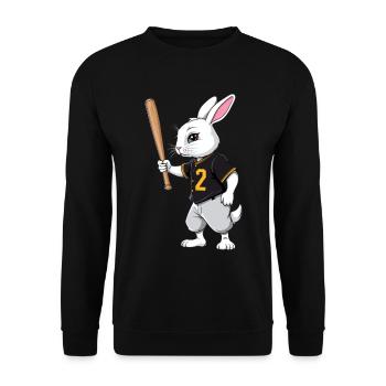 Baseball Player Easter Bunny Streetwear Style - Unisex Sweatshirt - black - Front - Alina (178cm) & Michal (187cm)