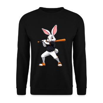 Baseballspieler Osterhase Ostern Baseball - Unisex Pullover - Schwarz - Vorne - Alina (178cm) & Michal (187cm)