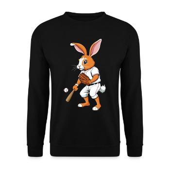 Baseballspieler Osterhase Lustiges Ostern - Unisex Pullover - Schwarz - Vorne - Alina (178cm) & Michal (187cm)