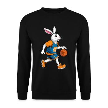 Joueur de basket-ball lapin de Pâques drôle streetwear - Sweat-shirt Unisexe - noir - Devant - Alina (178cm) & Michal (187cm)