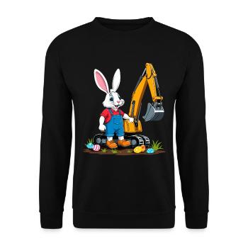 Osterhase Baggerfahrer Ostereier Baggern Lustiges - Unisex Pullover - Schwarz - Vorne - Alina (178cm) & Michal (187cm)
