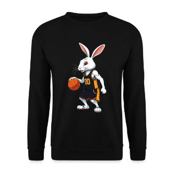 Joueur de basket-ball lapin de Pâques drôle streetwear - Sweat-shirt Unisexe - noir - Devant - Alina (178cm) & Michal (187cm)