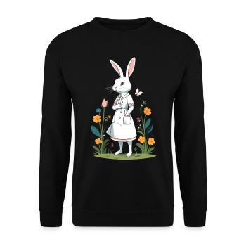 Nurse Bunny Easter Bunny Nurse - Unisex Sweatshirt - black - Front - Alina (178cm) & Michal (187cm)