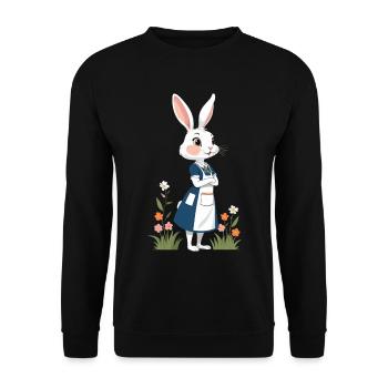 Krankenschwester Hase Süßes Osterhäschen Motiv - Unisex Pullover - Schwarz - Vorne - Alina (178cm) & Michal (187cm)