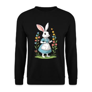 Infirmière lapin Lapin de Pâques Infirmière - Sweat-shirt Unisexe - noir - Devant - Alina (178cm) & Michal (187cm)