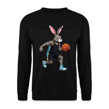 Basketballspieler Osterhase Lustig Ostern - Unisex Pullover - Schwarz - Vorne - Alina (178cm) & Michal (187cm)