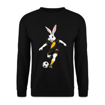 Lapin de Pâques Joueur de Football Design de Football de Pâques - Sweat-shirt Unisexe - noir - Devant - Alina (178cm) & Michal (187cm)