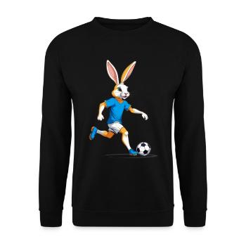 Lapin de Pâques Joueur de Football Design de Football de Pâques - Sweat-shirt Unisexe - noir - Devant - Alina (178cm) & Michal (187cm)