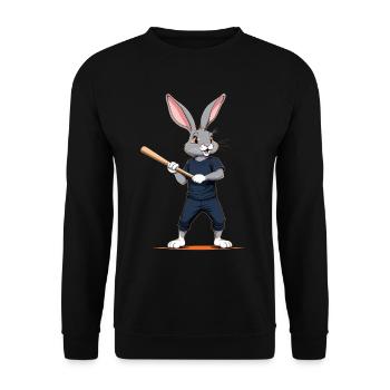 Baseballspieler Osterhase Lustiges Ostern - Unisex Pullover - Schwarz - Vorne - Alina (178cm) & Michal (187cm)