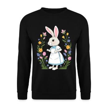 Infirmière lapin Lapin de Pâques Infirmière - Sweat-shirt Unisexe - noir - Devant - Alina (178cm) & Michal (187cm)