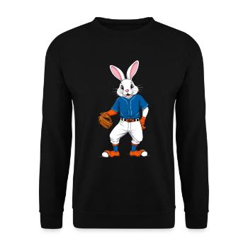 Baseball Player Easter Bunny Funny Design - Unisex Sweatshirt - black - Front - Alina (178cm) & Michal (187cm)