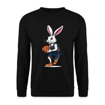 Basketballspieler Osterhase Lustig Streetwear - Unisex Pullover - Schwarz - Vorne - Alina (178cm) & Michal (187cm)