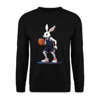 Basketballspieler Osterhase Lustig Streetwear - Unisex Pullover - Schwarz - Vorne - Alina (178cm) & Michal (187cm)