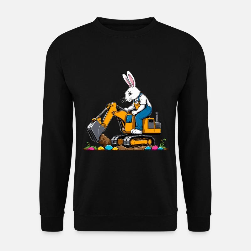 Osterhase Baggerfahrer Ostern Ostereier Lustiges - Unisex Pullover - Schwarz